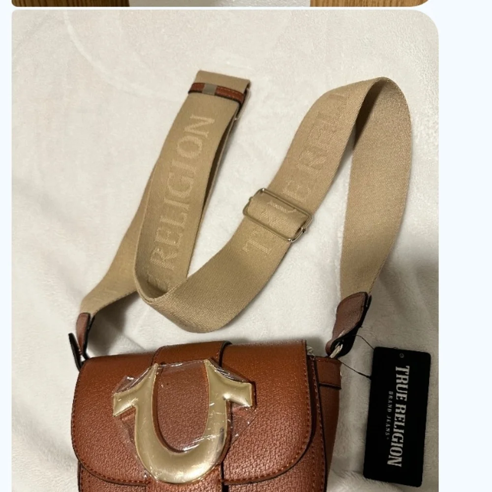 True Religion Tan Crossbody Bag with Gold Accent - Picture 3 of 4